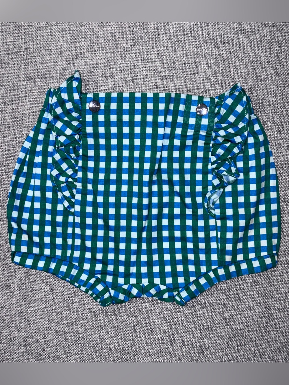 Jacadi Blue and Green Gingham Baby Bloomers 12m